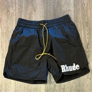Rhude Black corner logo shorts